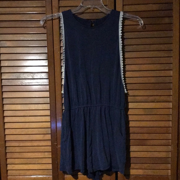 Navy Romper with Detail - Picture 1 of 3